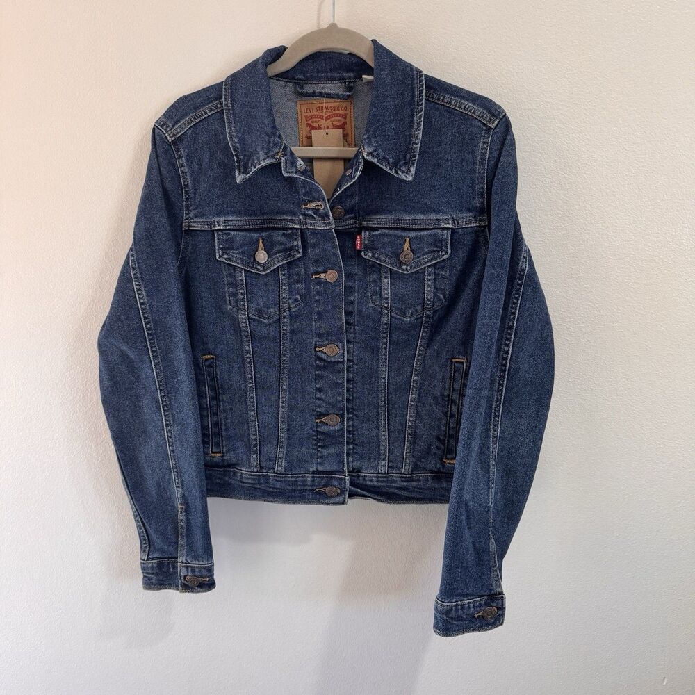 NWT Levi's Levi Strauss Ex Boyfriend Trucker Jean Jacket XL Denim Stretch Blue